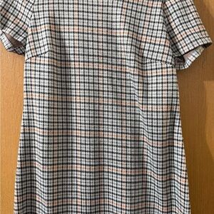 Andrew Marc Plaid Mini Dress in Black and Pink